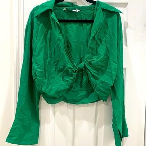 Green Zara Cropped top